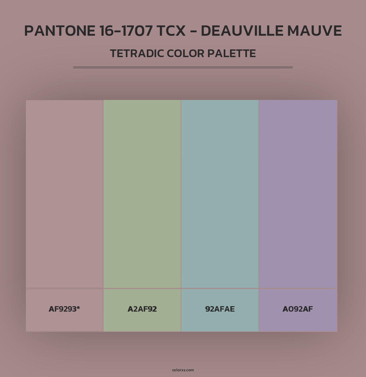 PANTONE 16-1707 TCX - Deauville Mauve - Tetradic Color Palette