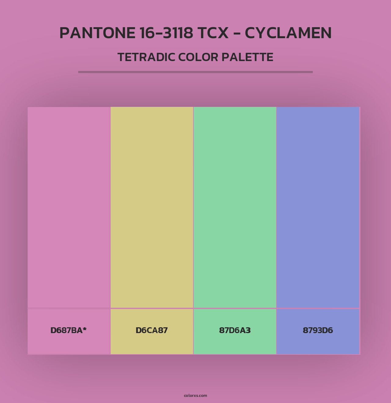 PANTONE 16-3118 TCX - Cyclamen - Tetradic Color Palette