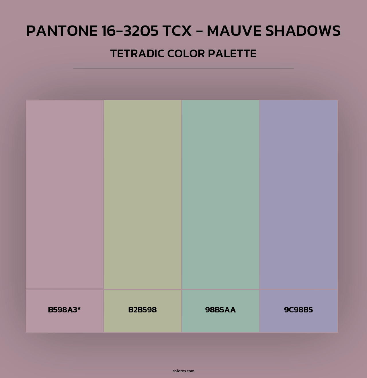PANTONE 16-3205 TCX - Mauve Shadows - Tetradic Color Palette
