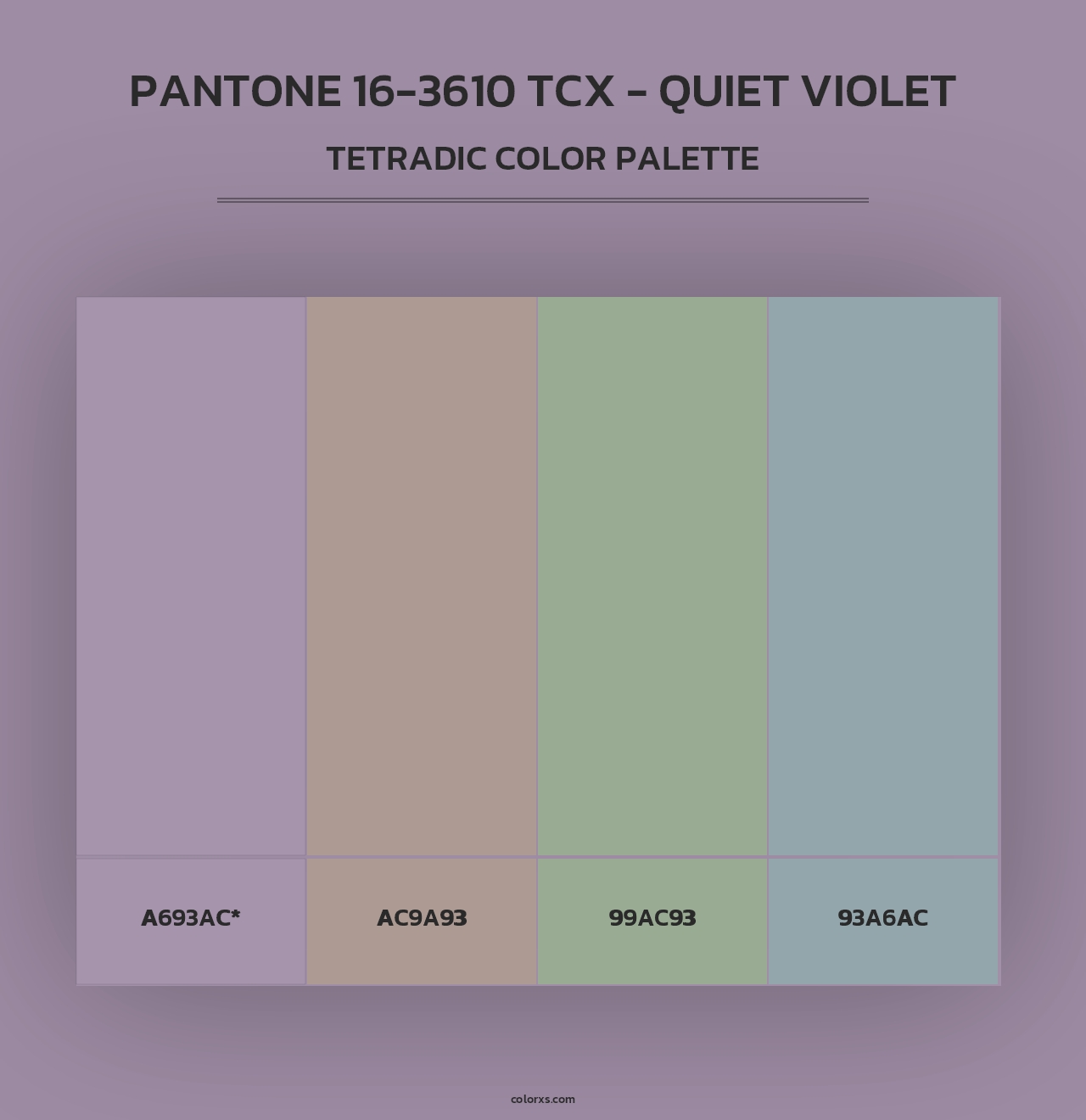 PANTONE 16-3610 TCX - Quiet Violet - Tetradic Color Palette