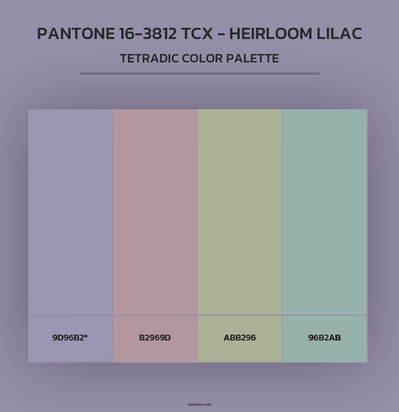 PANTONE 16-3812 TCX - Heirloom Lilac - Tetradic Color Palette