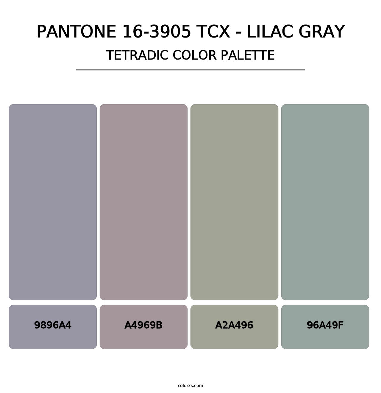 PANTONE 16-3905 TCX - Lilac Gray - Tetradic Color Palette