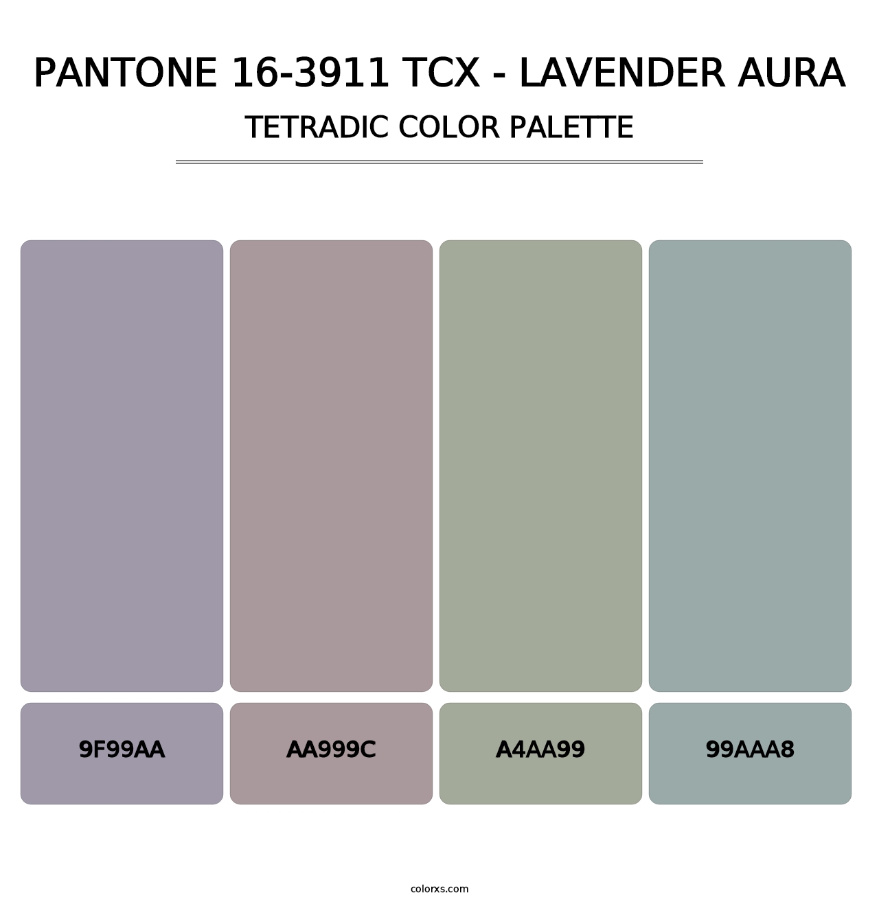 PANTONE 16-3911 TCX - Lavender Aura - Tetradic Color Palette