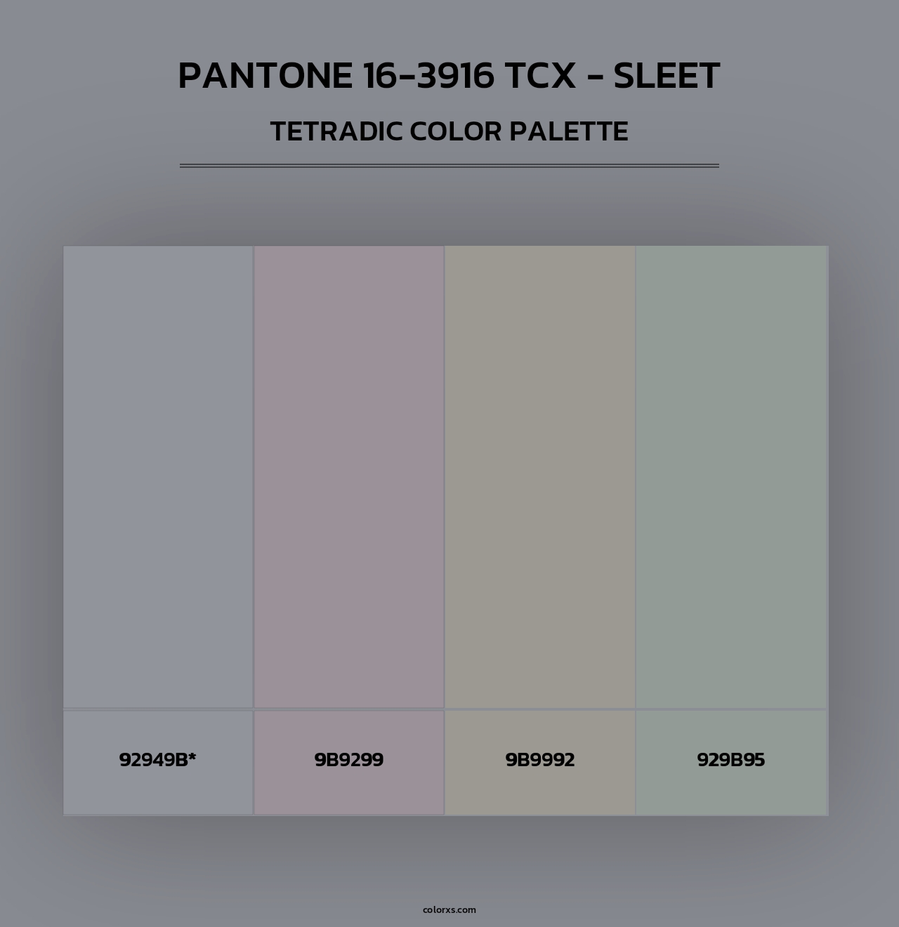 PANTONE 16-3916 TCX - Sleet - Tetradic Color Palette