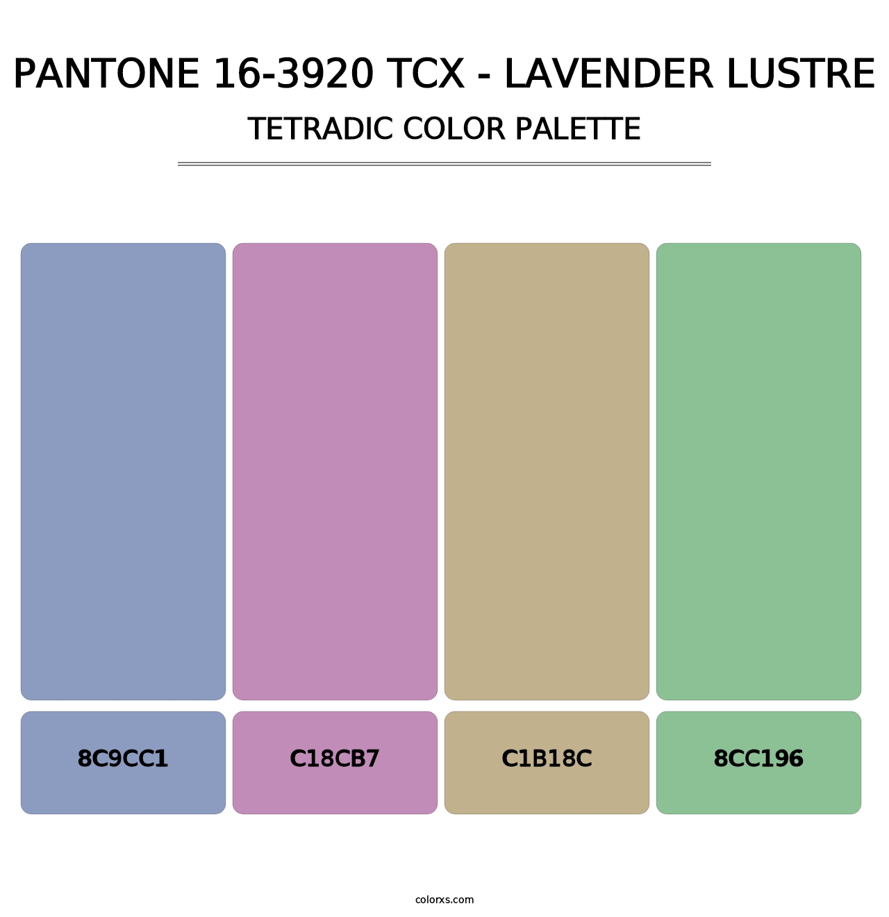 PANTONE 16-3920 TCX - Lavender Lustre - Tetradic Color Palette