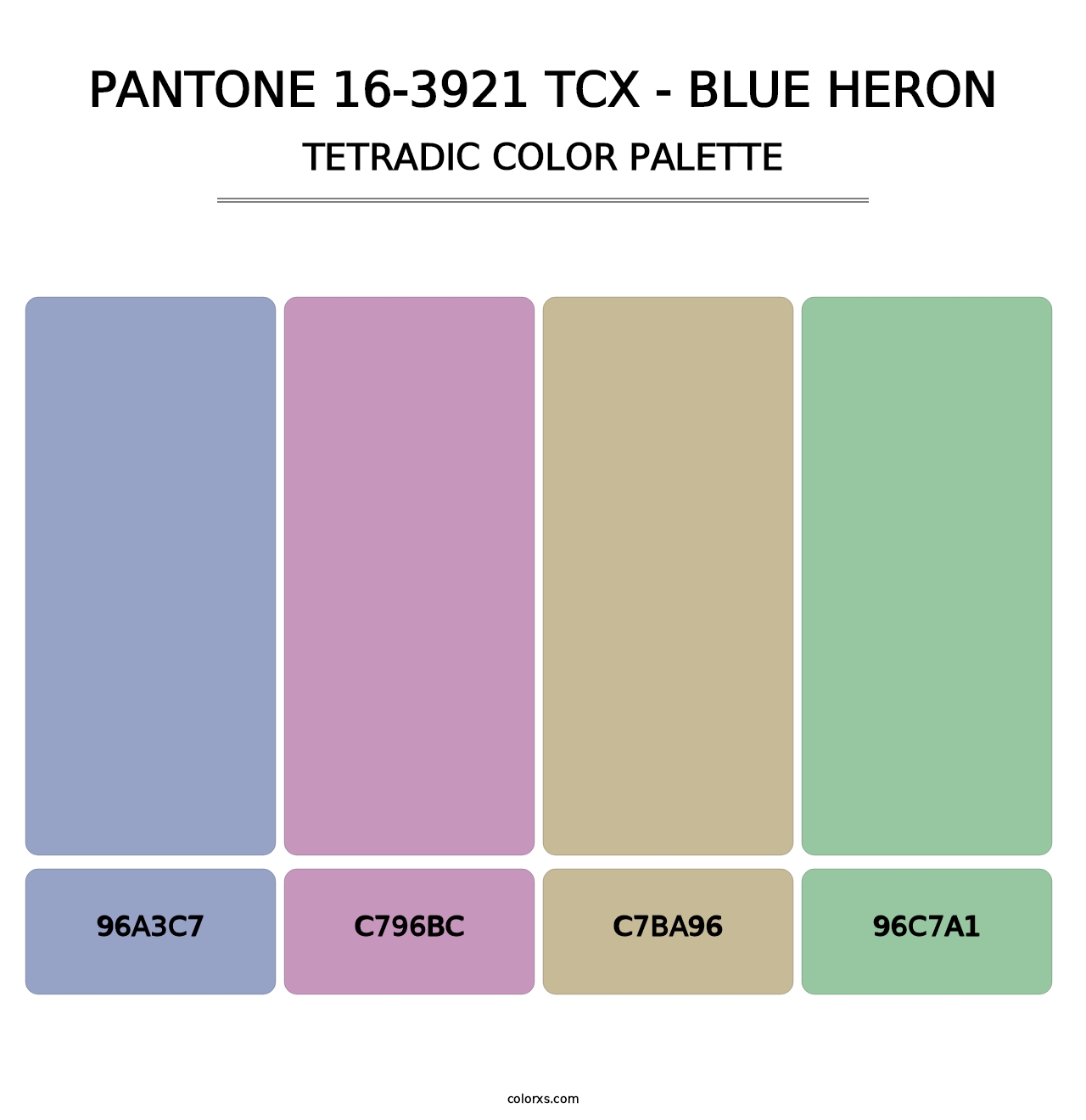 PANTONE 16-3921 TCX - Blue Heron - Tetradic Color Palette