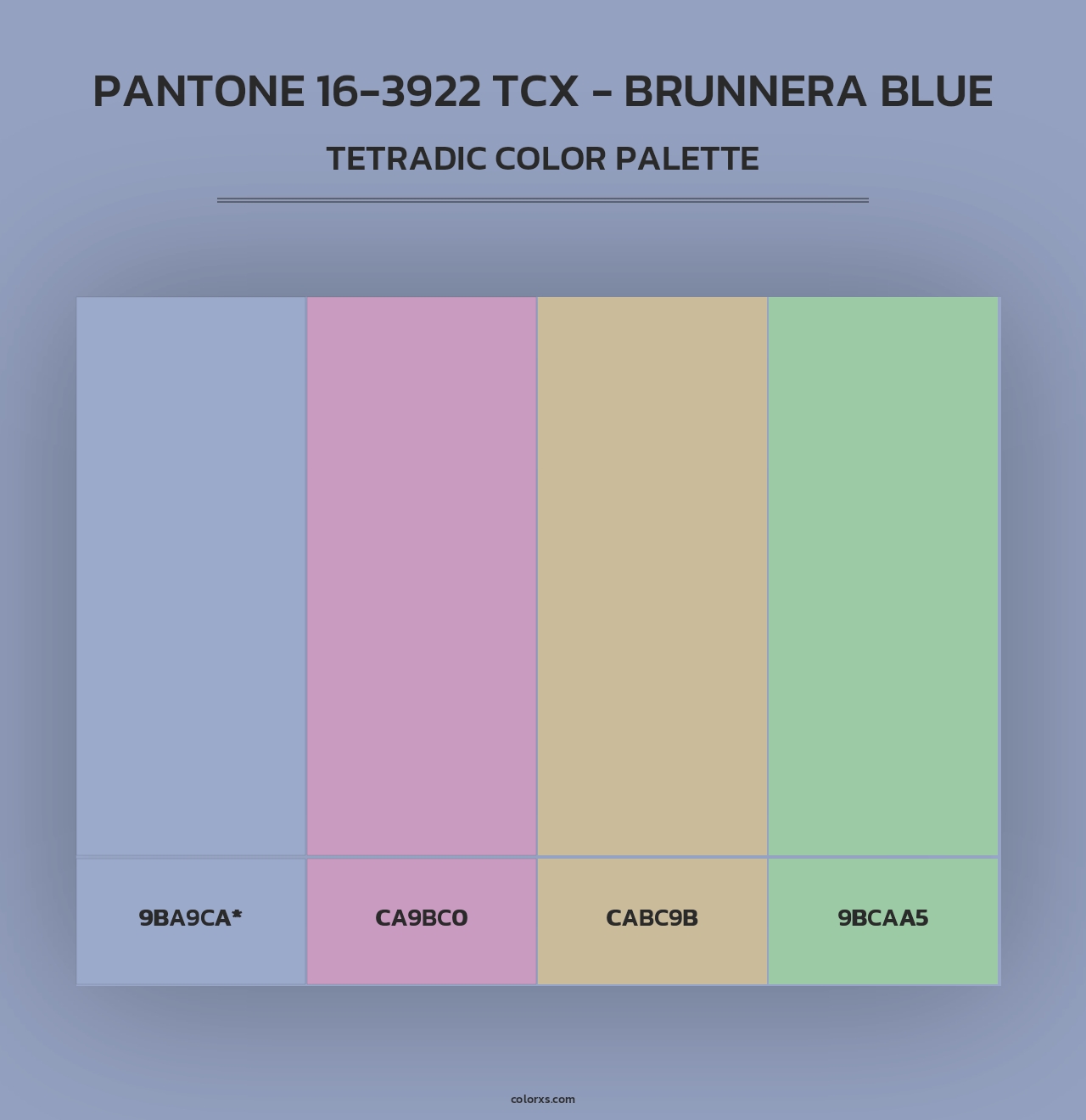 PANTONE 16-3922 TCX - Brunnera Blue - Tetradic Color Palette