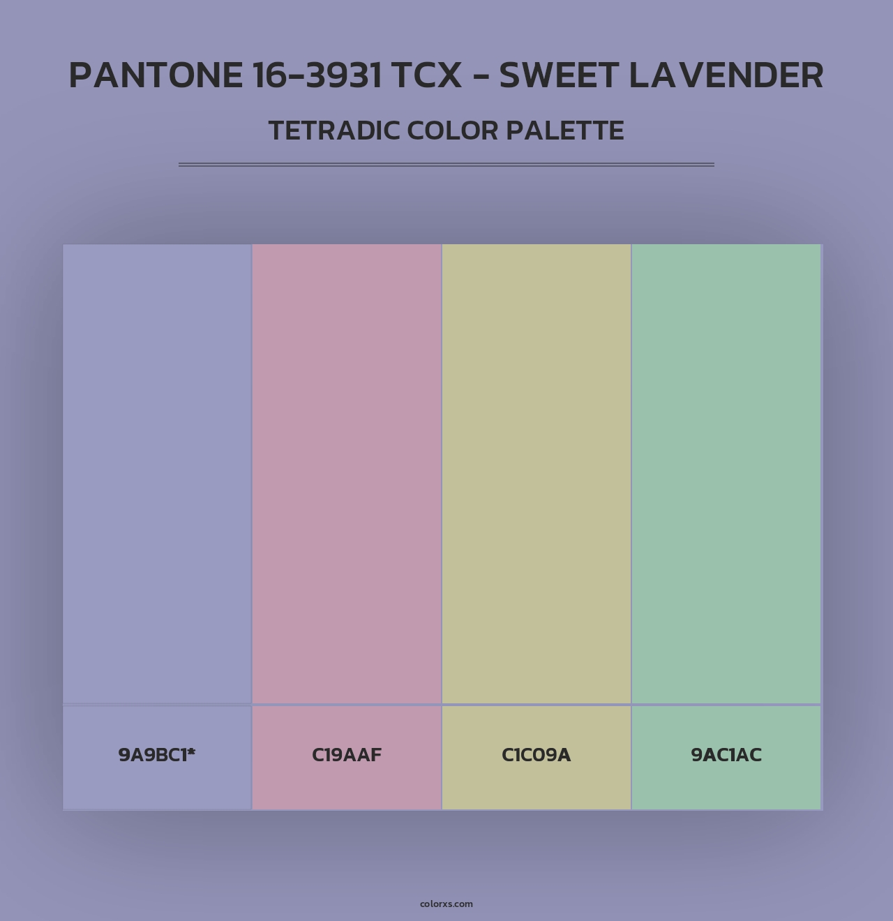 PANTONE 16-3931 TCX - Sweet Lavender - Tetradic Color Palette