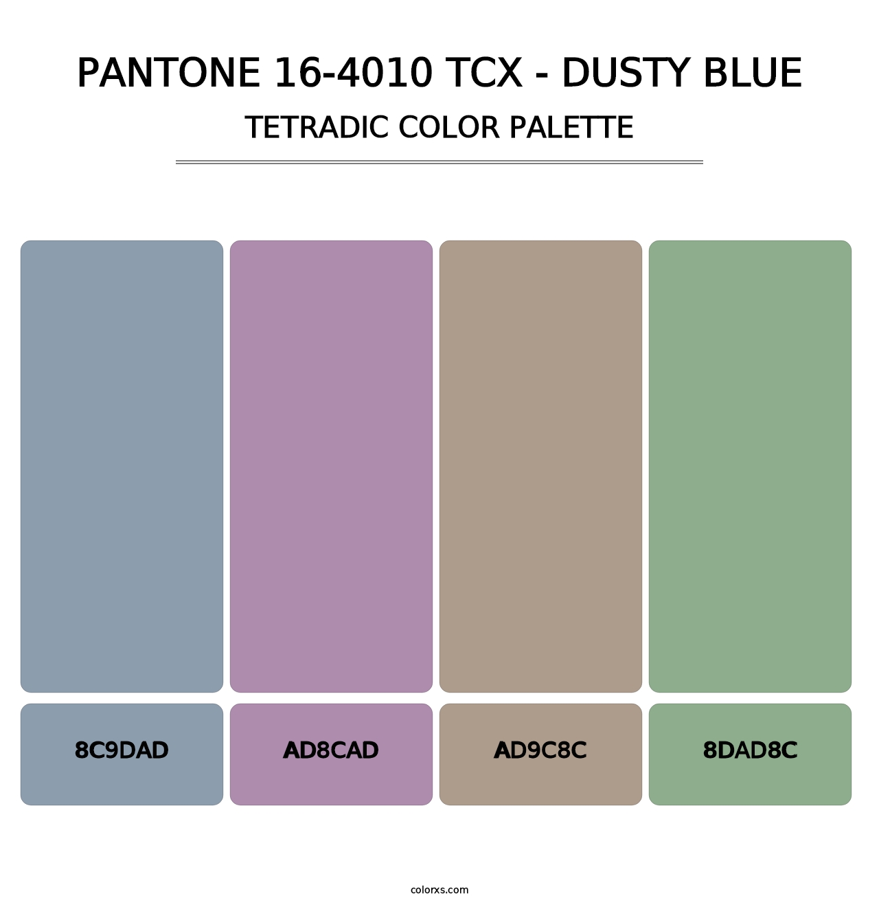 PANTONE 16-4010 TCX - Dusty Blue - Tetradic Color Palette