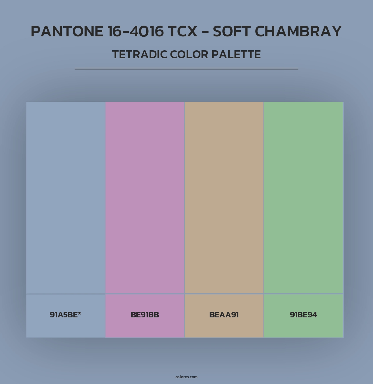 PANTONE 16-4016 TCX - Soft Chambray - Tetradic Color Palette