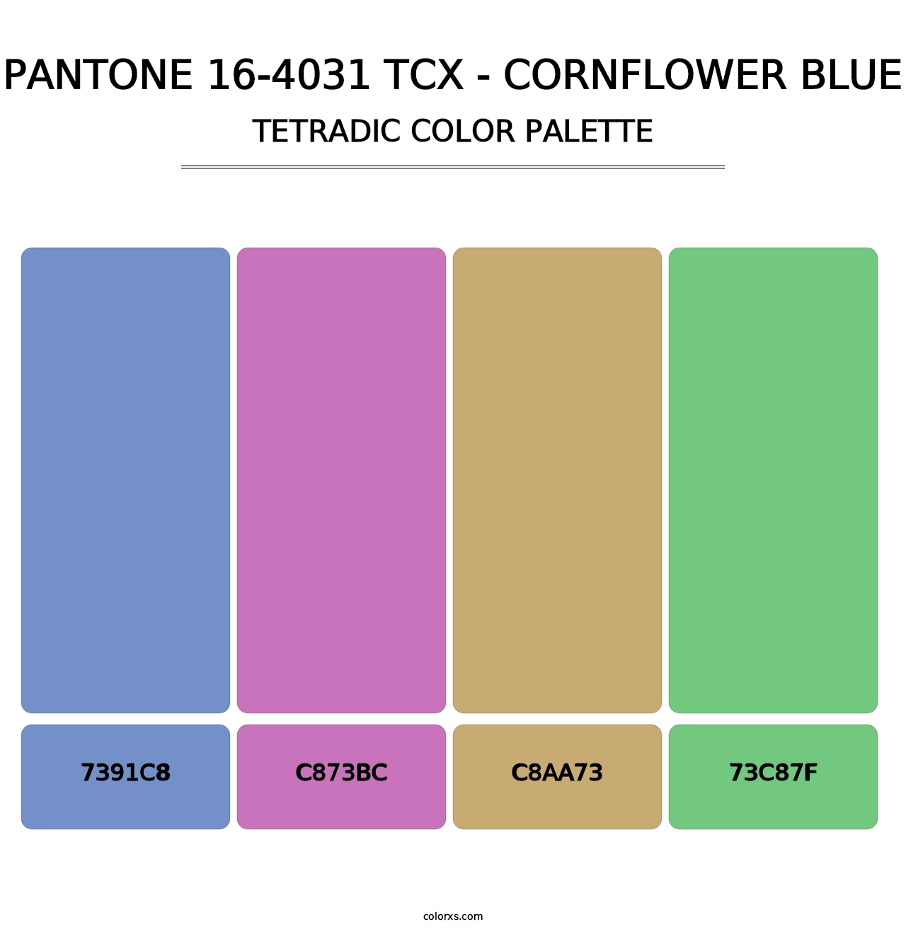 PANTONE 16-4031 TCX - Cornflower Blue - Tetradic Color Palette