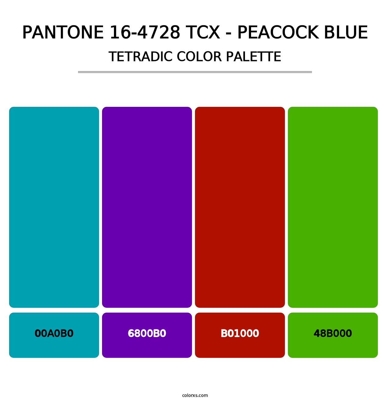 PANTONE 16-4728 TCX - Peacock Blue - Tetradic Color Palette
