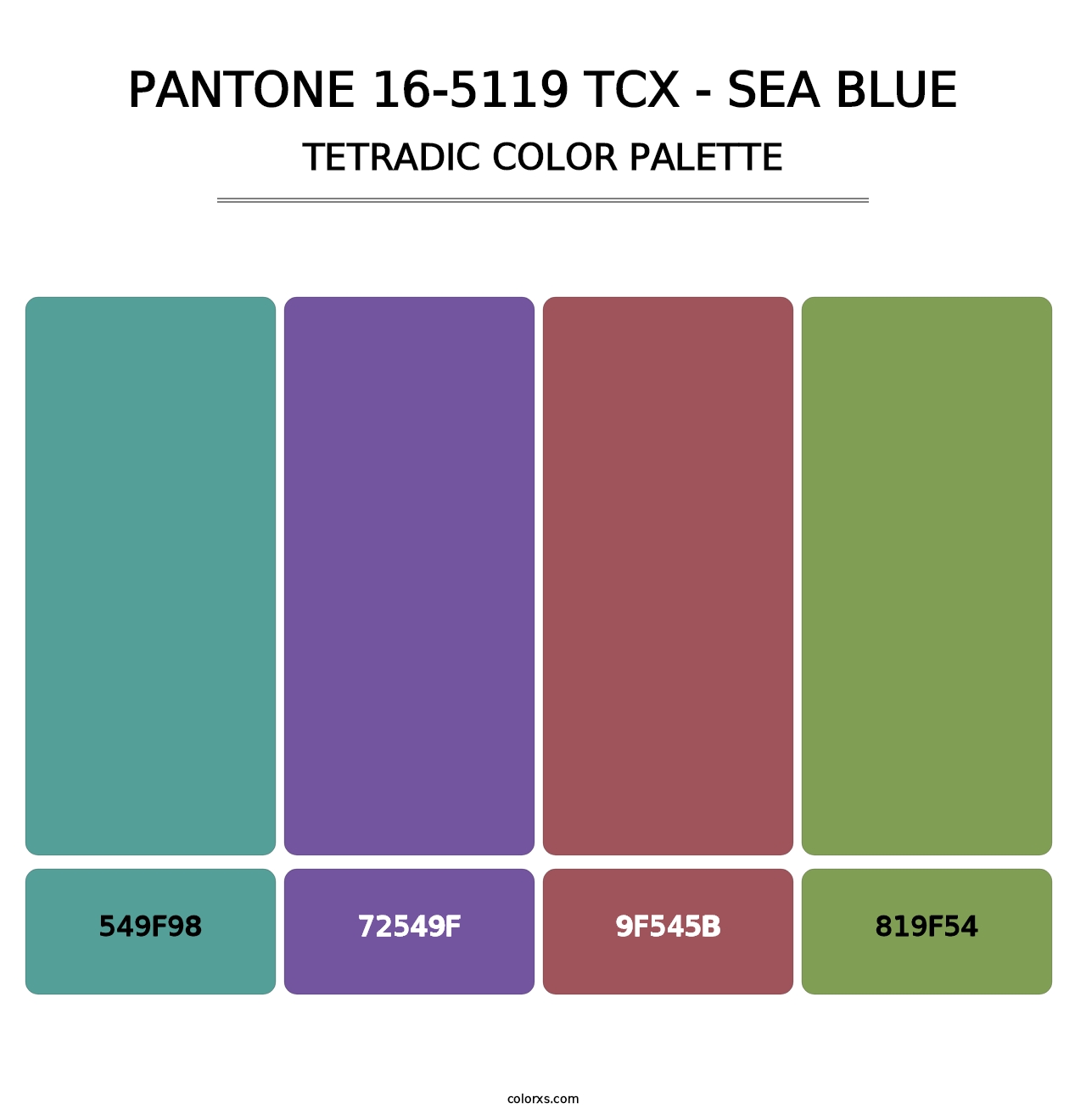 PANTONE 16-5119 TCX - Sea Blue - Tetradic Color Palette
