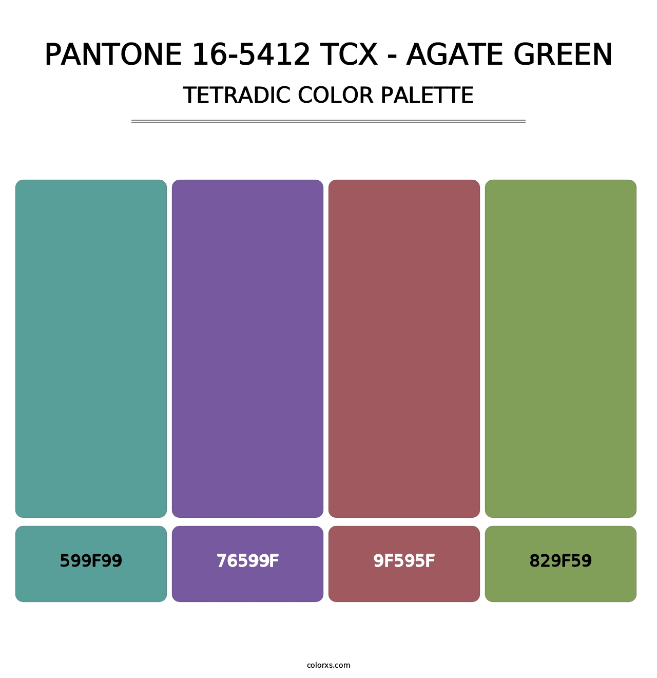 PANTONE 16-5412 TCX - Agate Green - Tetradic Color Palette