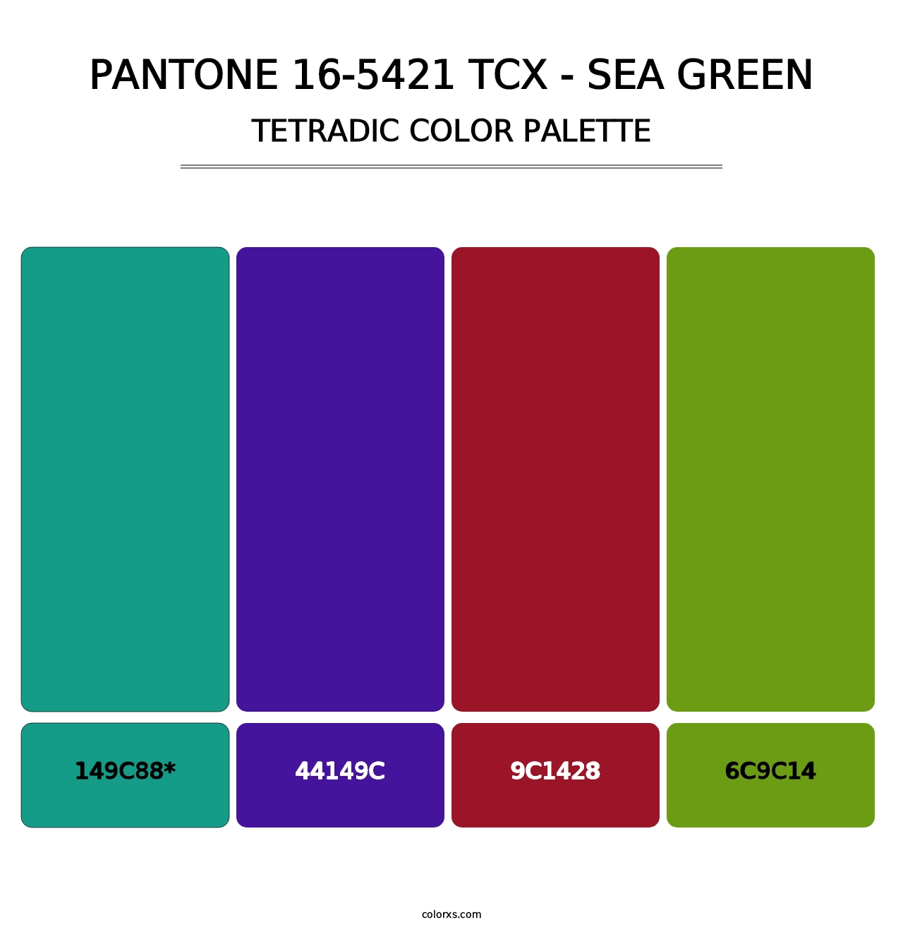 PANTONE 16-5421 TCX - Sea Green - Tetradic Color Palette