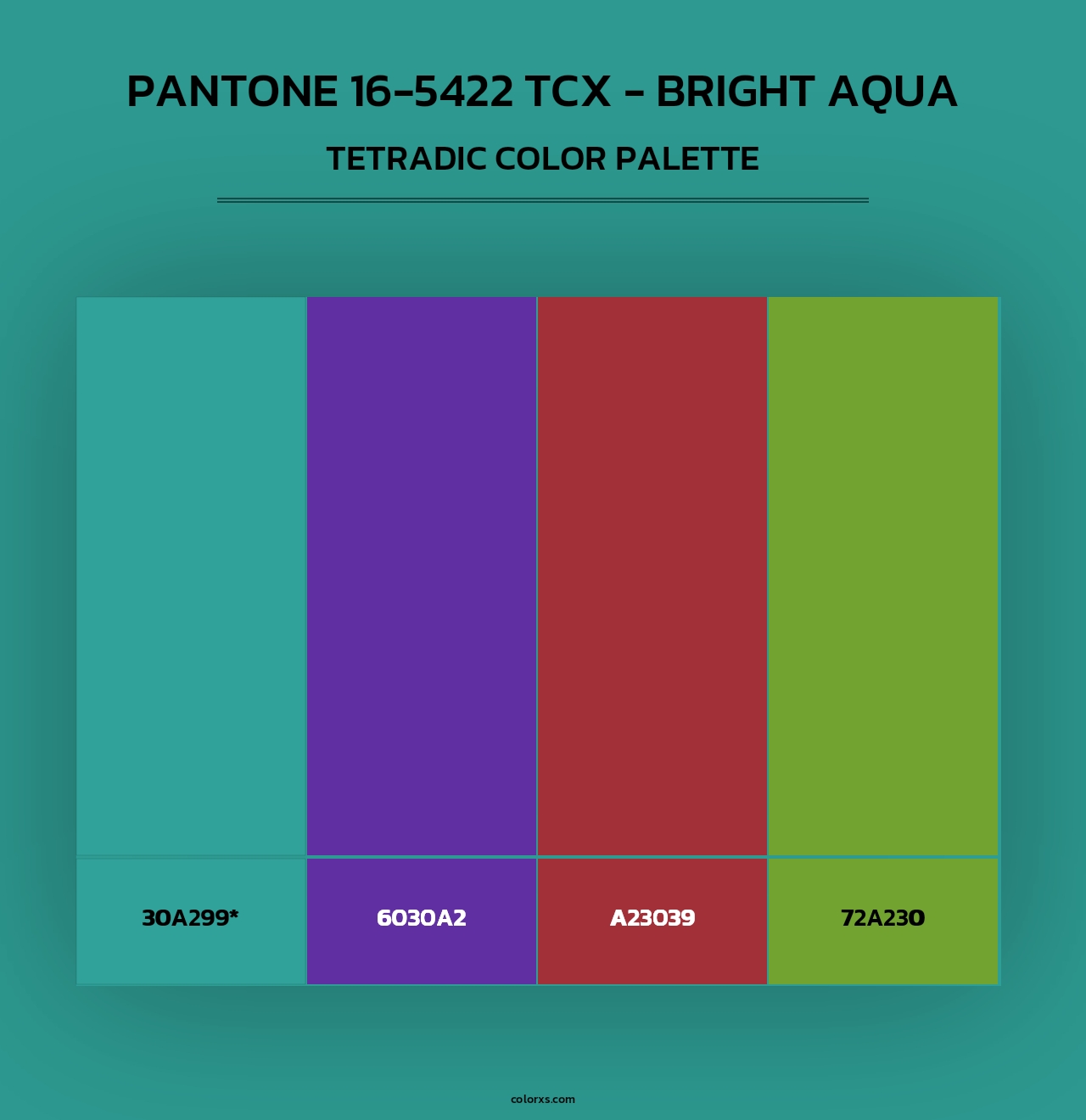PANTONE 16-5422 TCX - Bright Aqua - Tetradic Color Palette