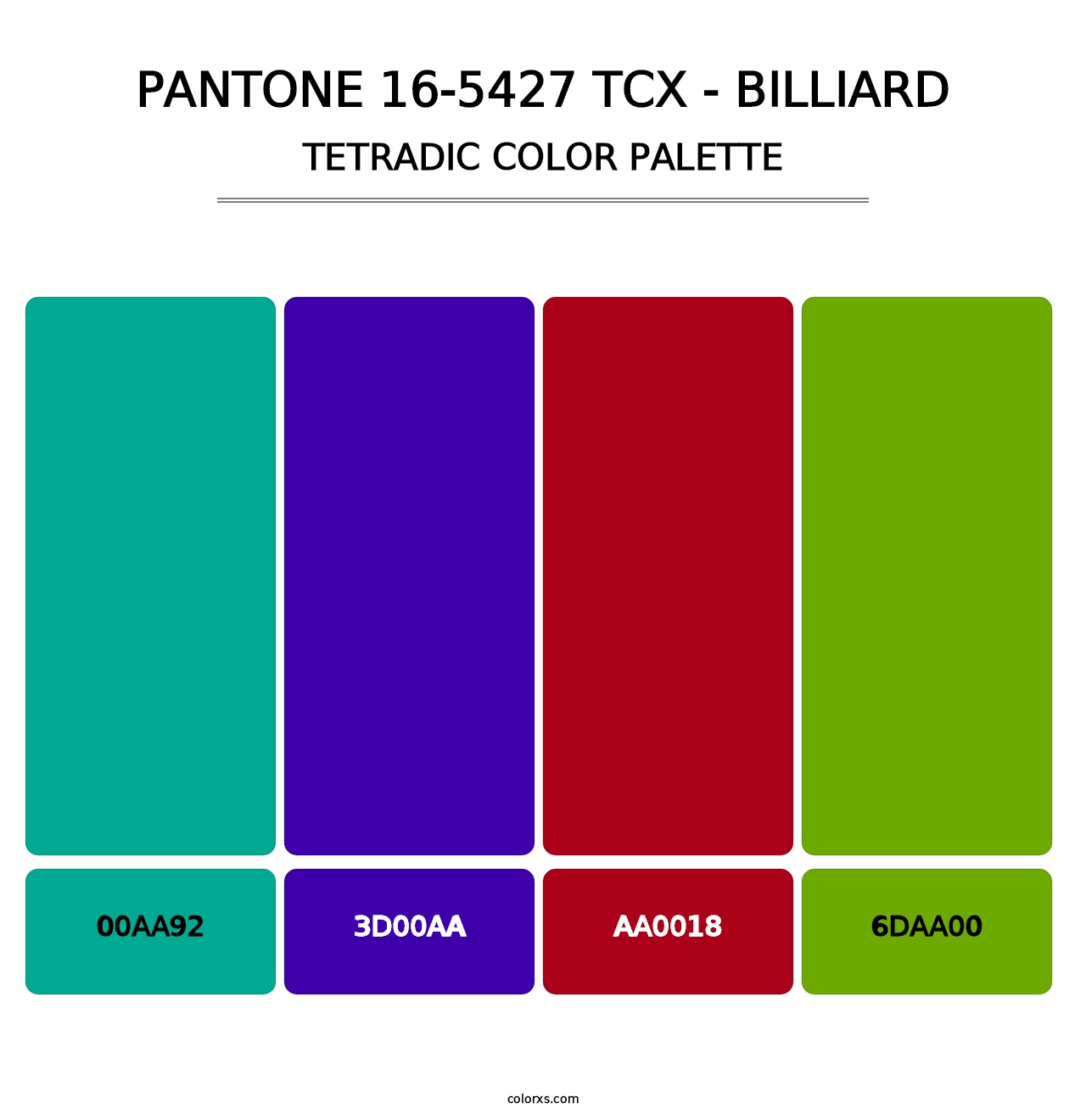 PANTONE 16-5427 TCX - Billiard - Tetradic Color Palette