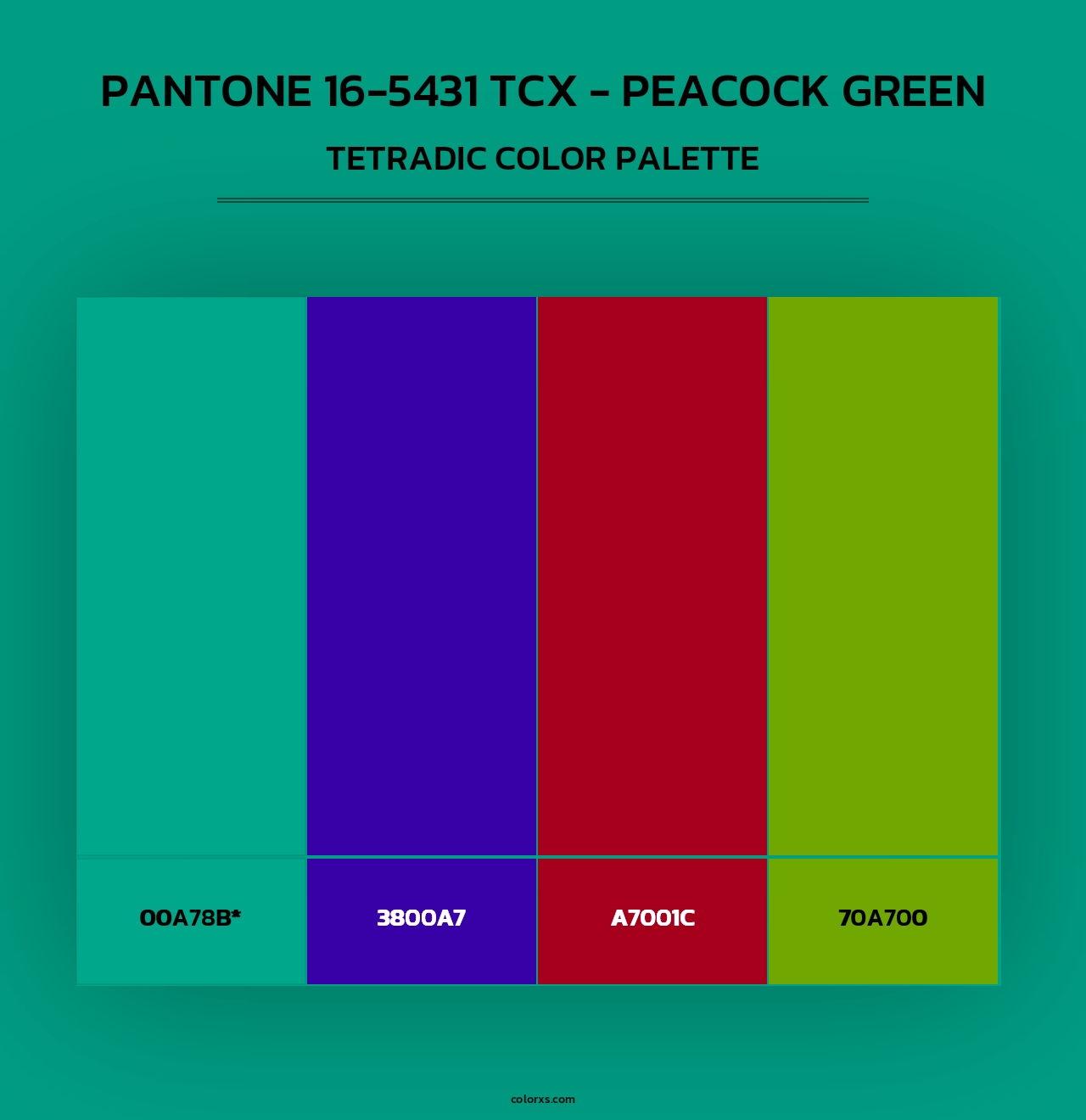PANTONE 16-5431 TCX - Peacock Green - Tetradic Color Palette