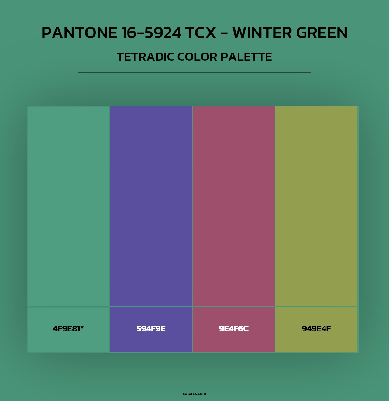 PANTONE 16-5924 TCX - Winter Green - Tetradic Color Palette