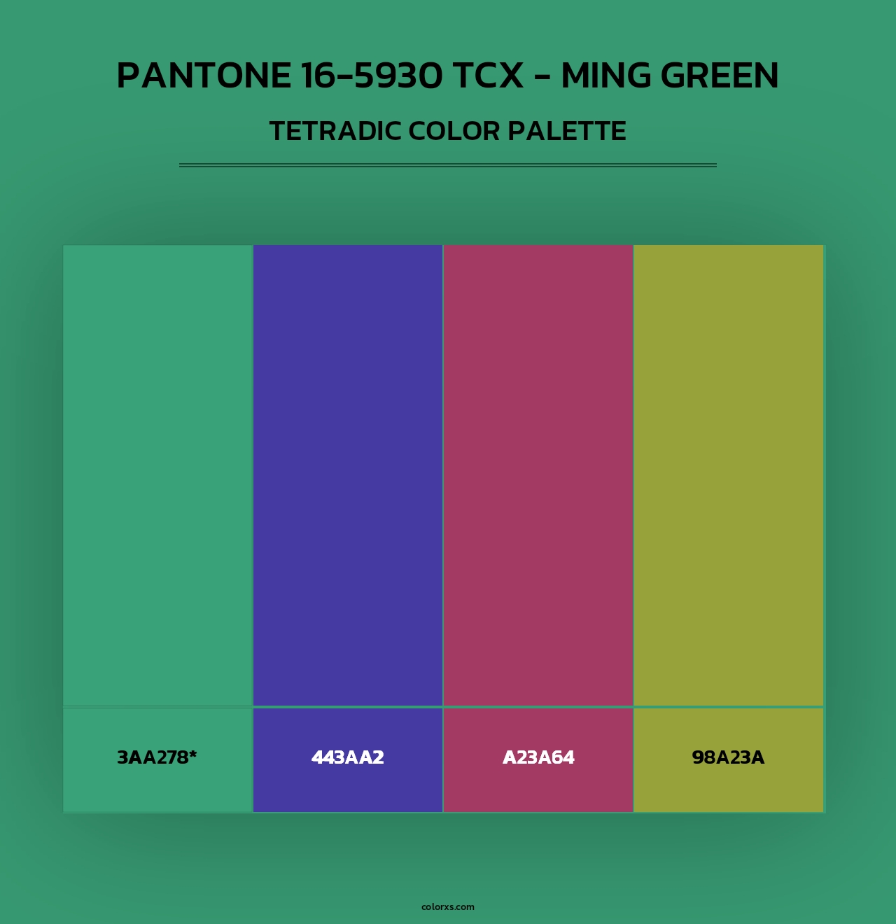 PANTONE 16-5930 TCX - Ming Green - Tetradic Color Palette