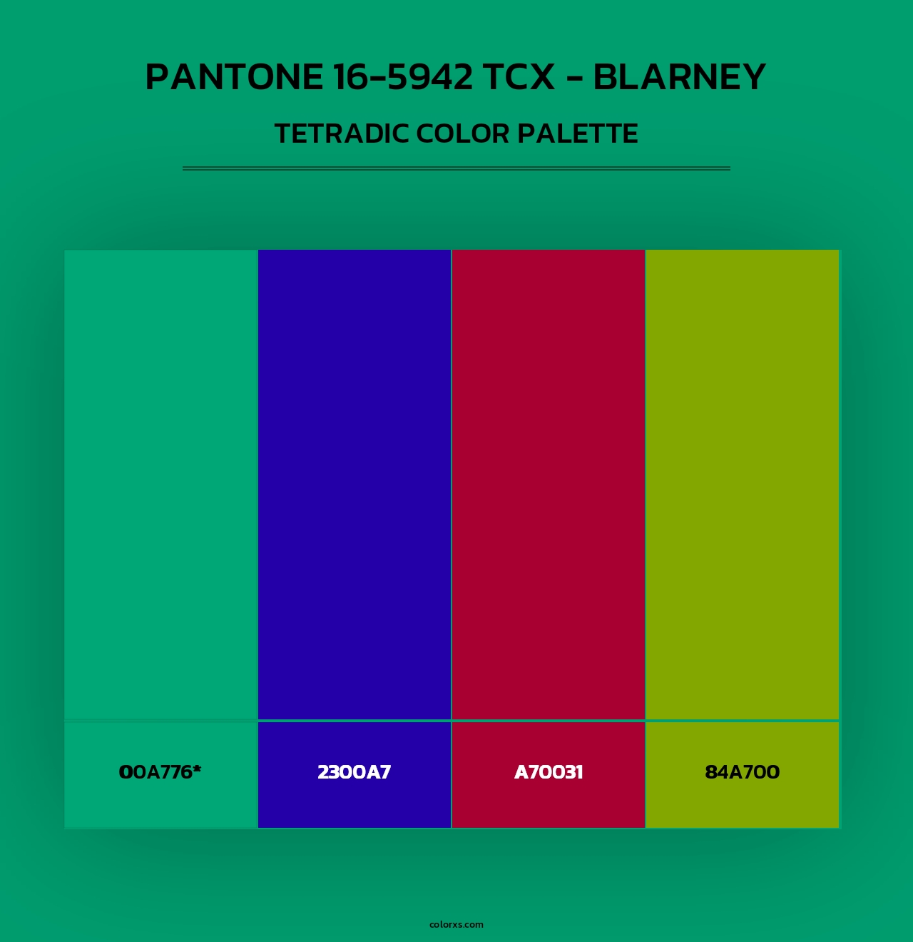 PANTONE 16-5942 TCX - Blarney - Tetradic Color Palette