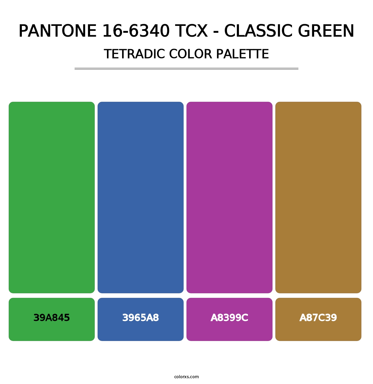 PANTONE 16-6340 TCX - Classic Green - Tetradic Color Palette