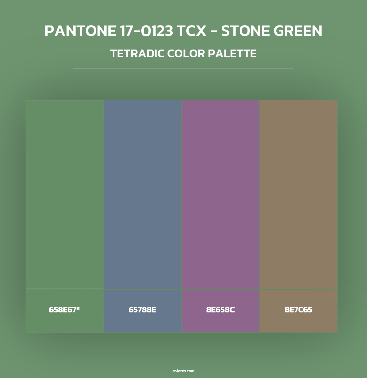 PANTONE 17-0123 TCX - Stone Green - Tetradic Color Palette