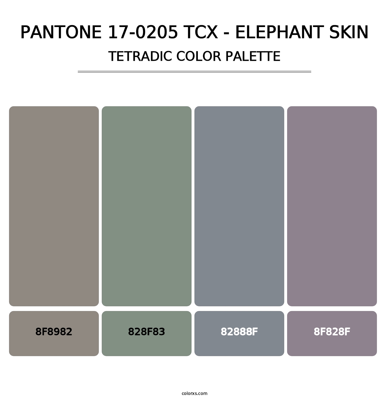 PANTONE 17-0205 TCX - Elephant Skin - Tetradic Color Palette