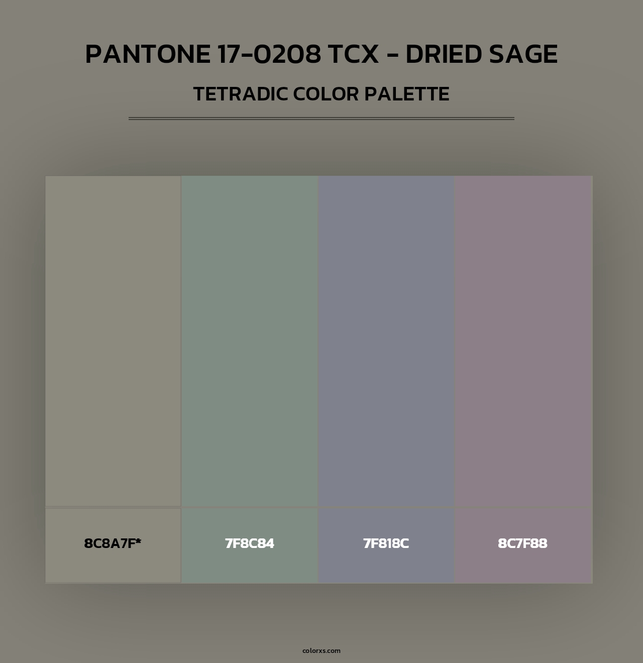 PANTONE 17-0208 TCX - Dried Sage - Tetradic Color Palette