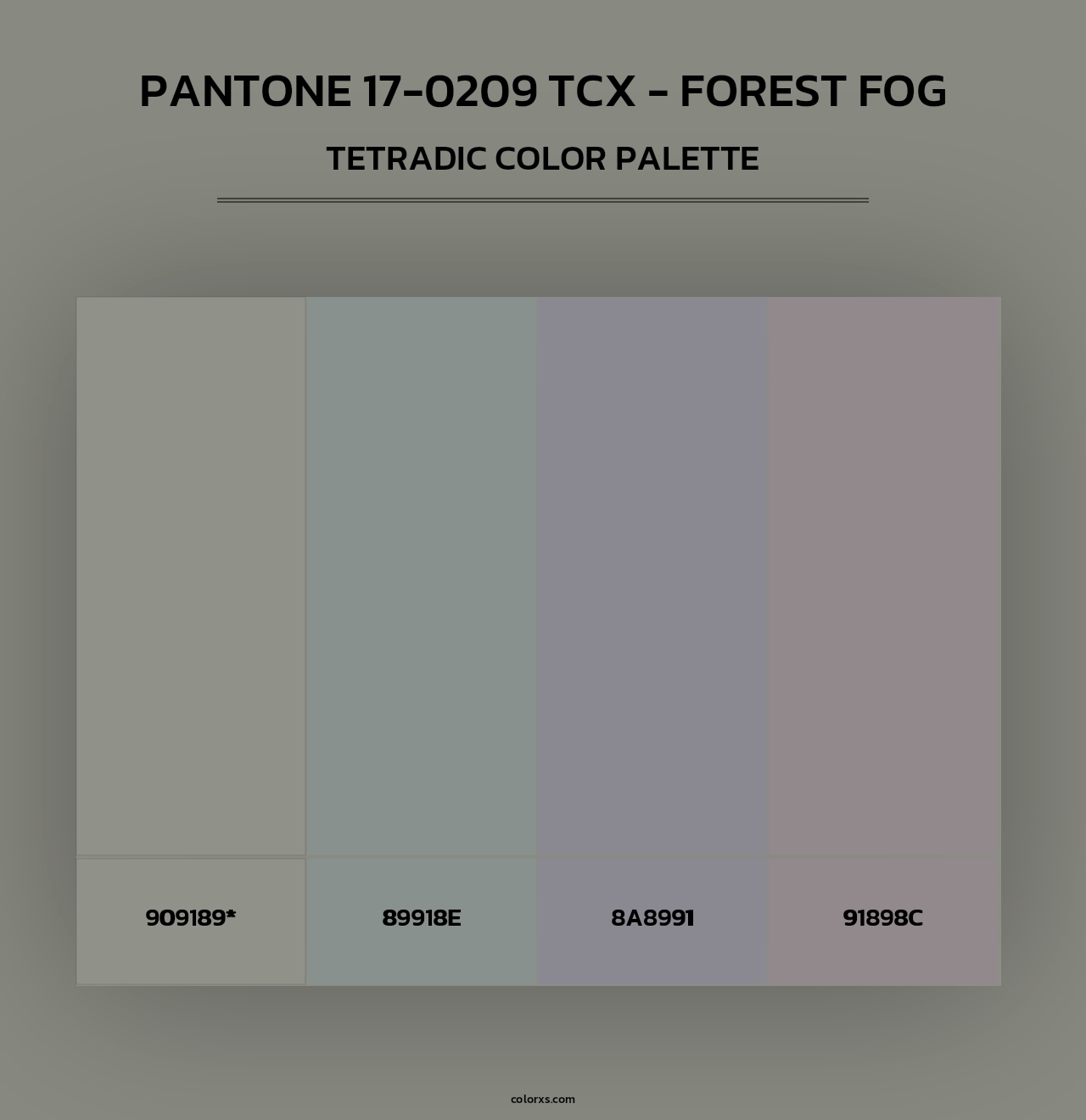 PANTONE 17-0209 TCX - Forest Fog - Tetradic Color Palette