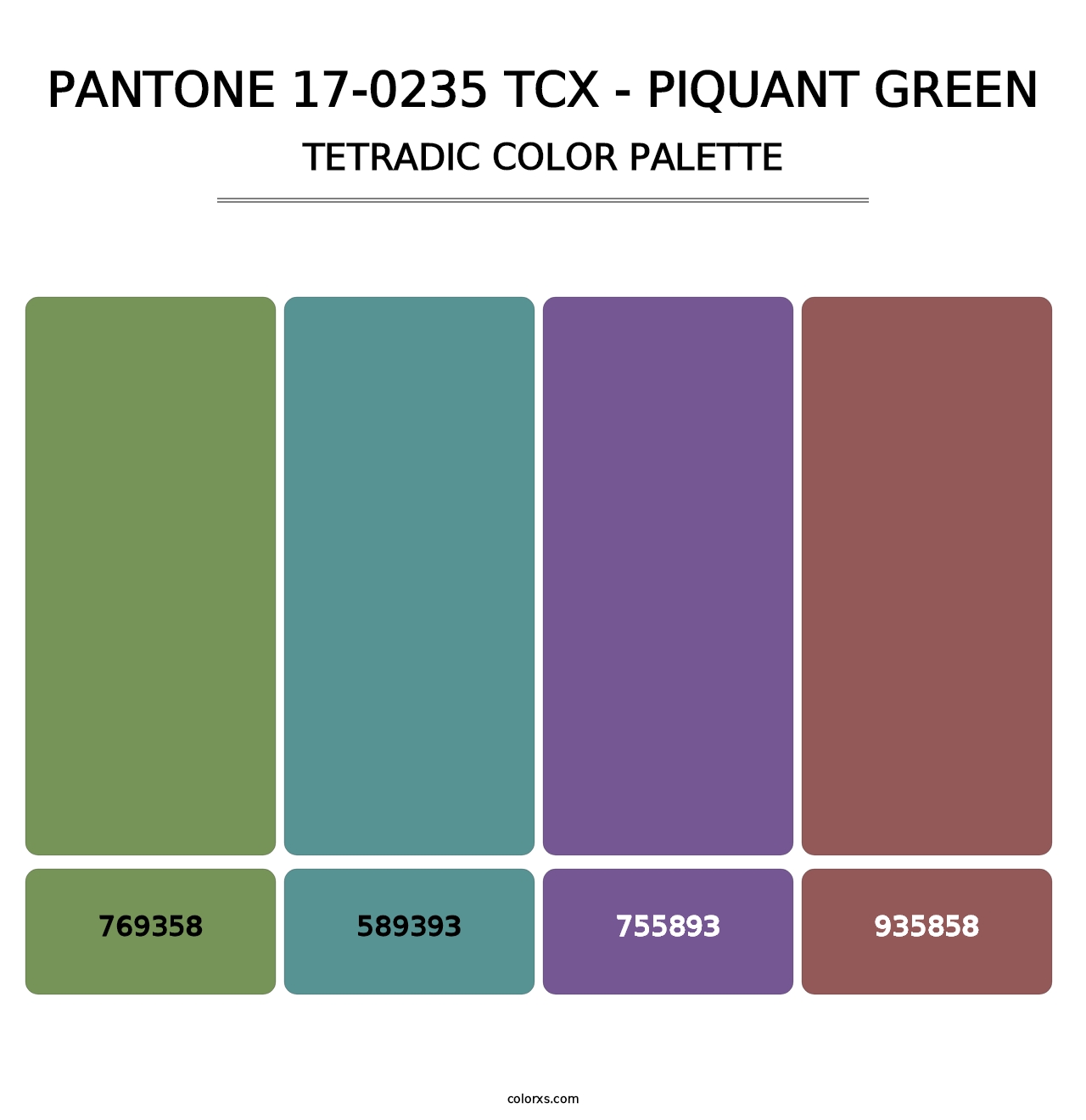 PANTONE 17-0235 TCX - Piquant Green - Tetradic Color Palette