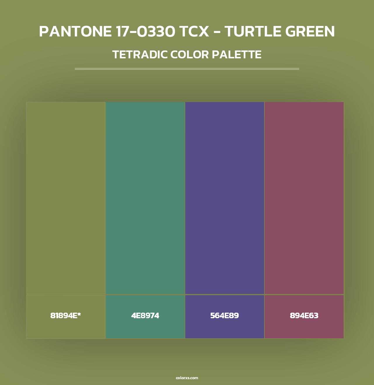 PANTONE 17-0330 TCX - Turtle Green - Tetradic Color Palette