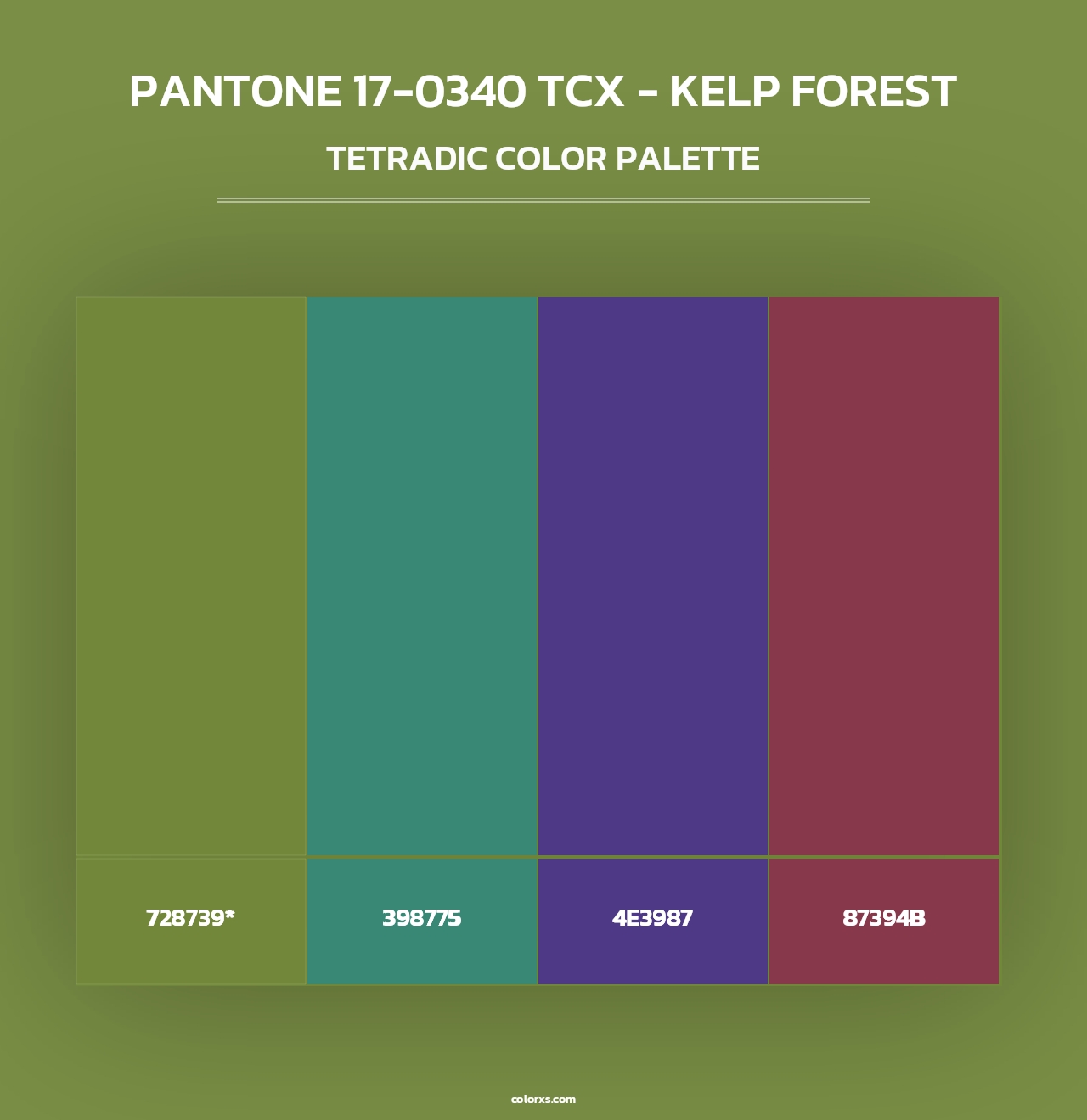 PANTONE 17-0340 TCX - Kelp Forest - Tetradic Color Palette