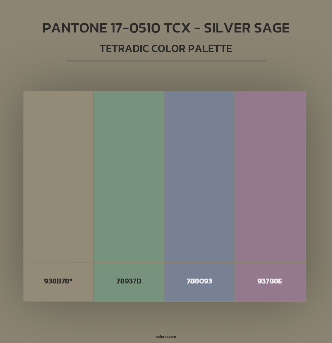 PANTONE 17-0510 TCX - Silver Sage - Tetradic Color Palette