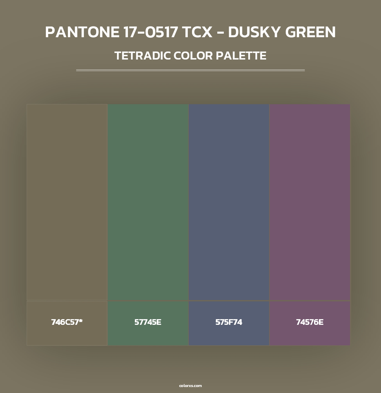 PANTONE 17-0517 TCX - Dusky Green - Tetradic Color Palette