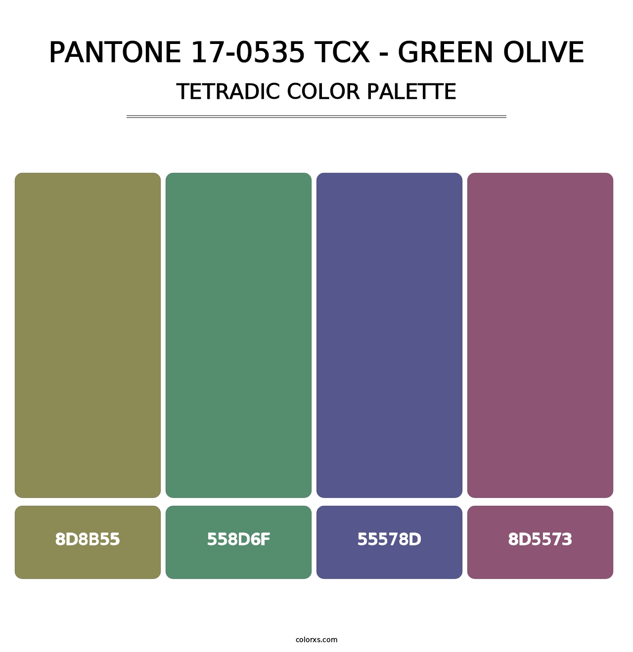 PANTONE 17-0535 TCX - Green Olive - Tetradic Color Palette