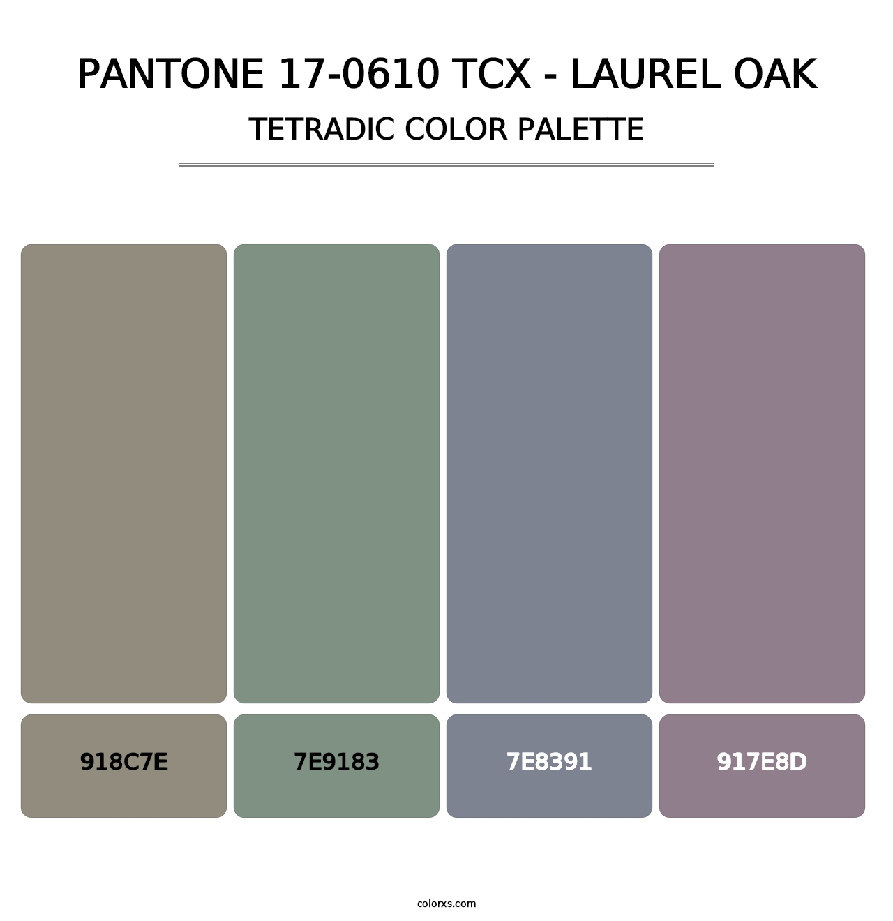 PANTONE 17-0610 TCX - Laurel Oak - Tetradic Color Palette