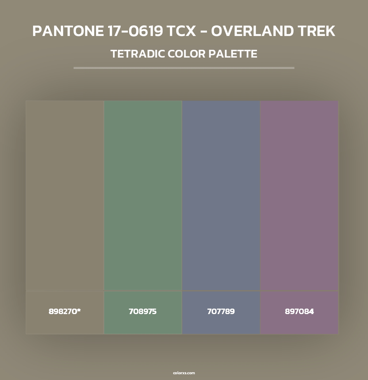 PANTONE 17-0619 TCX - Overland Trek - Tetradic Color Palette