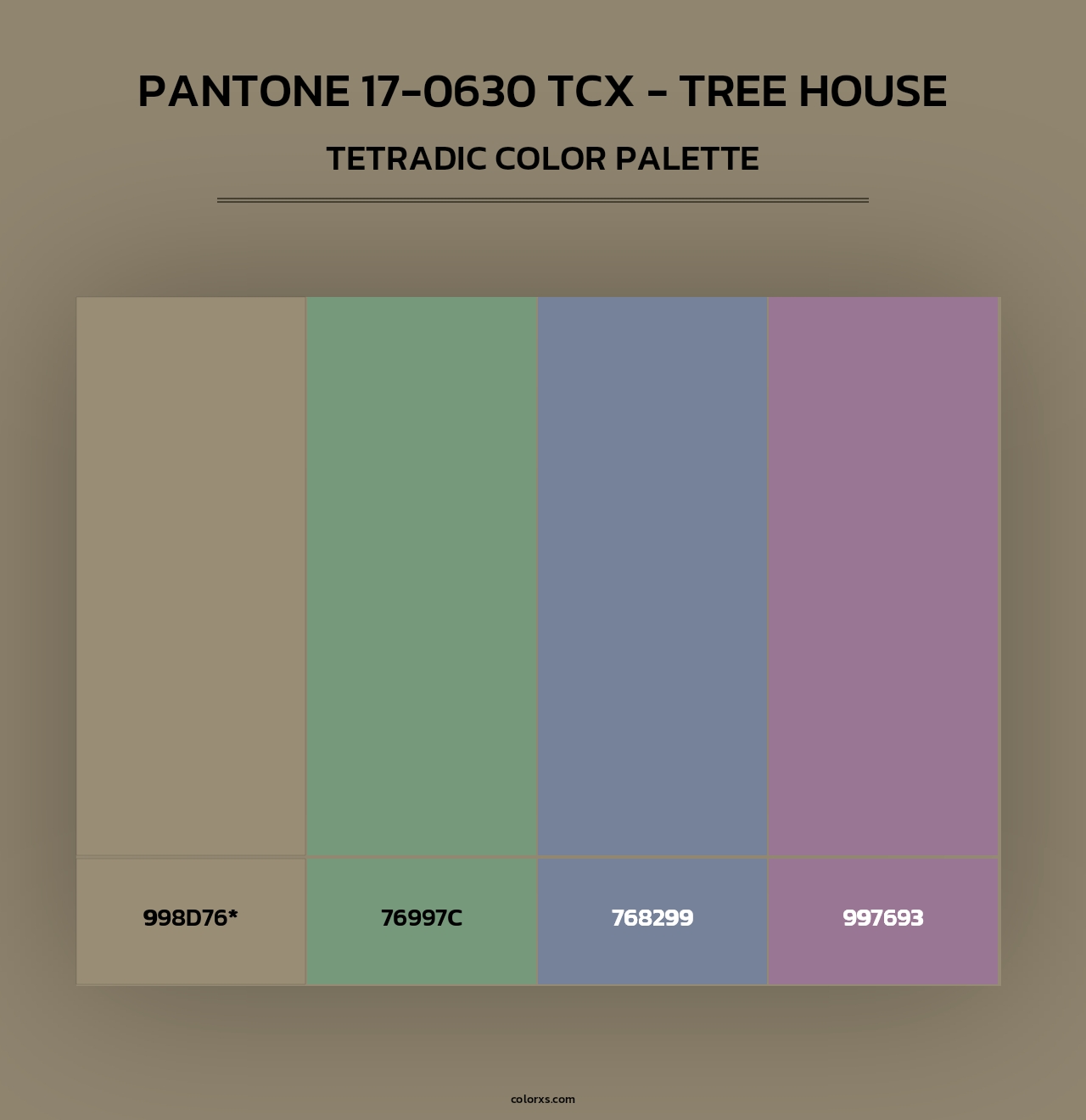 PANTONE 17-0630 TCX - Tree House - Tetradic Color Palette