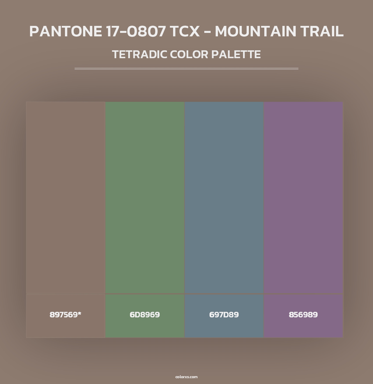 PANTONE 17-0807 TCX - Mountain Trail - Tetradic Color Palette