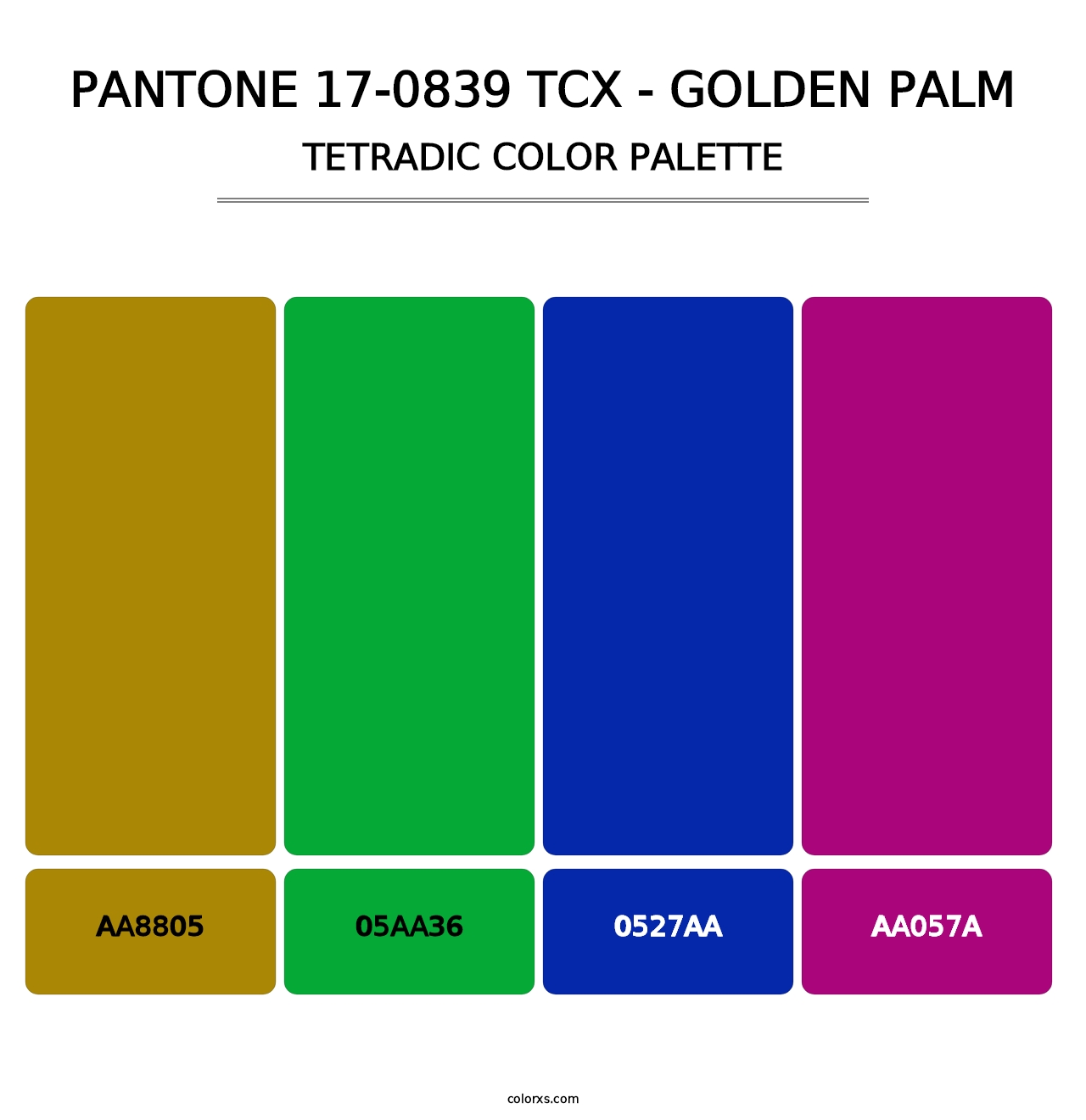 PANTONE 17-0839 TCX - Golden Palm - Tetradic Color Palette