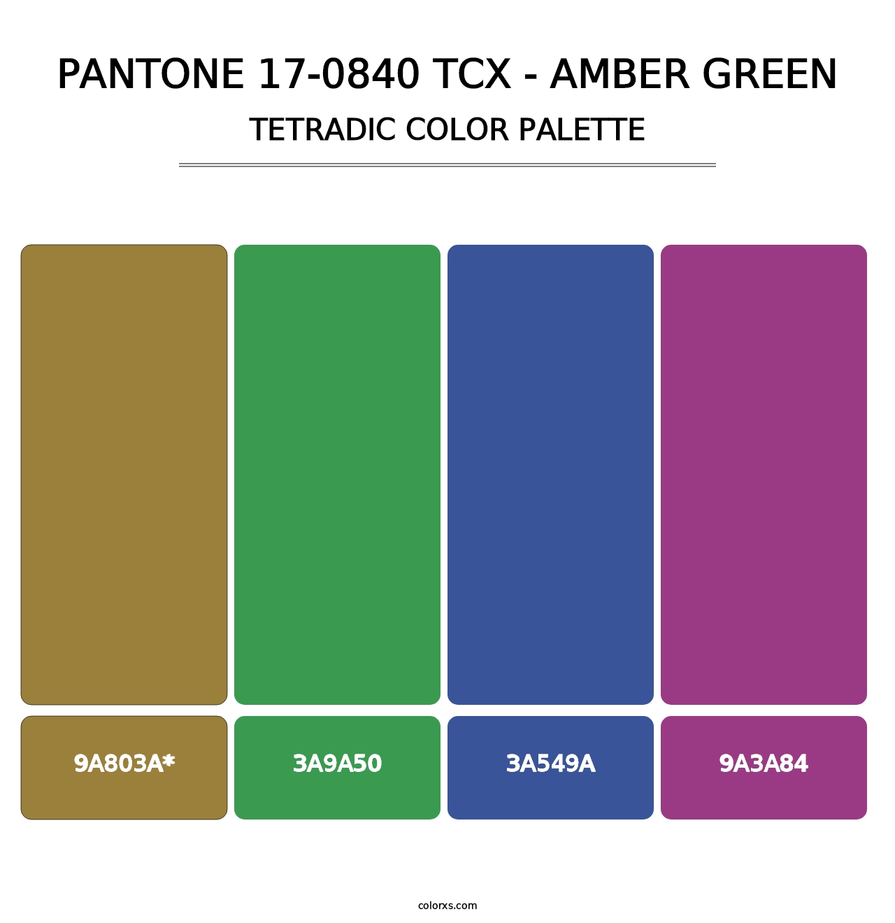 PANTONE 17-0840 TCX - Amber Green - Tetradic Color Palette