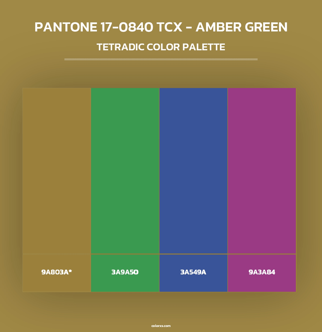 PANTONE 17-0840 TCX - Amber Green - Tetradic Color Palette