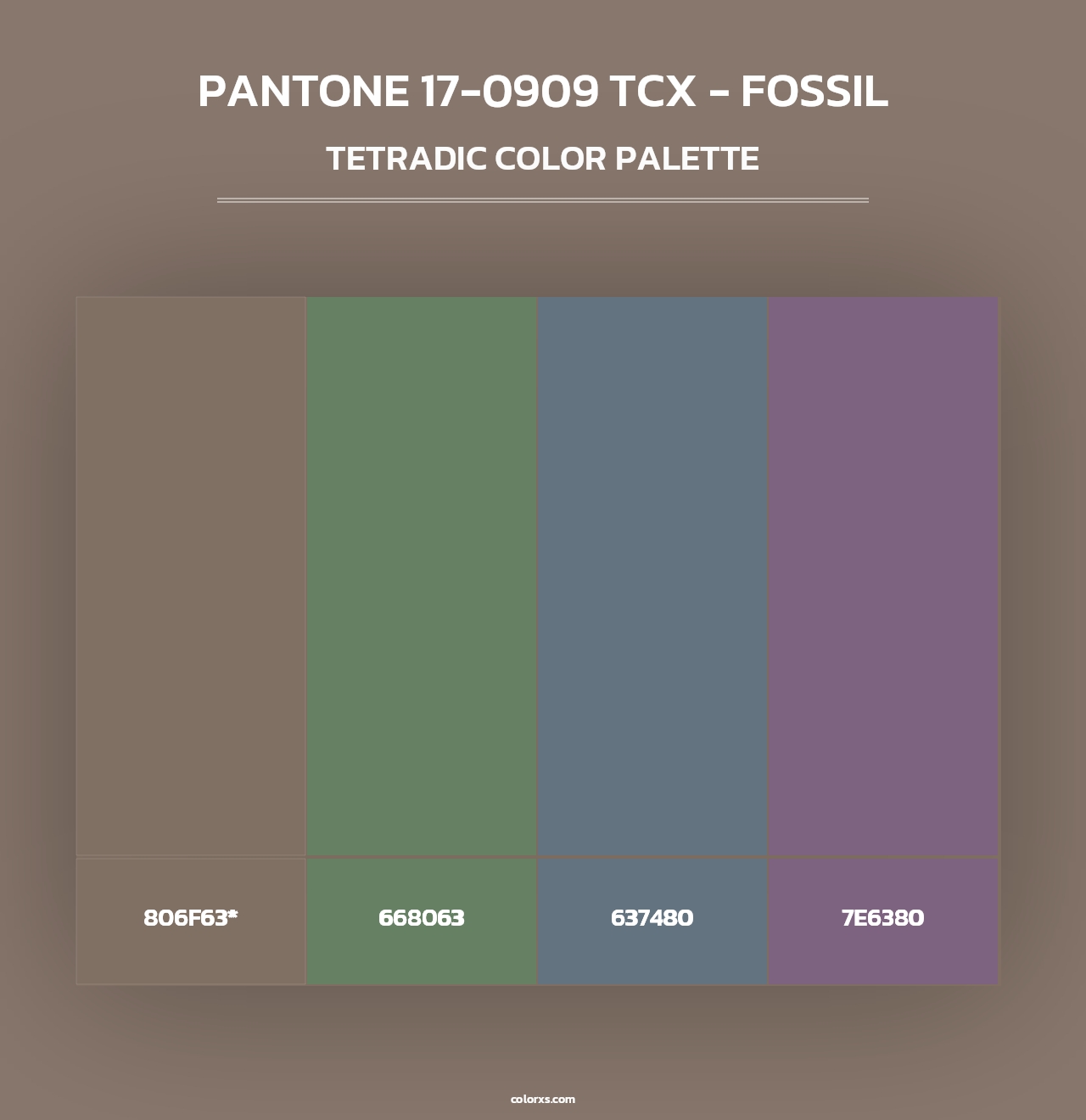 PANTONE 17-0909 TCX - Fossil - Tetradic Color Palette