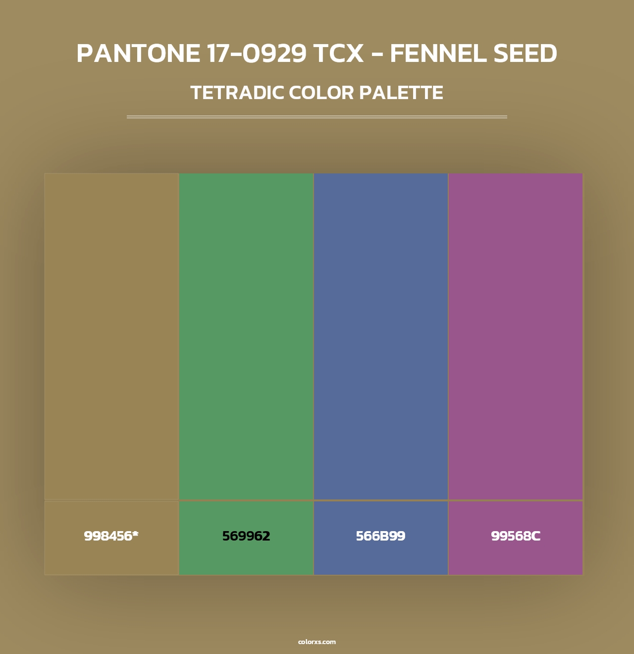 PANTONE 17-0929 TCX - Fennel Seed - Tetradic Color Palette
