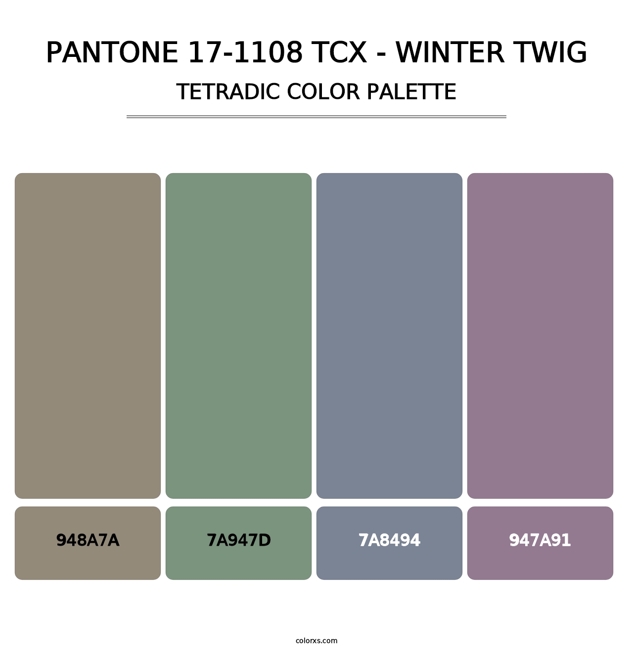 PANTONE 17-1108 TCX - Winter Twig - Tetradic Color Palette