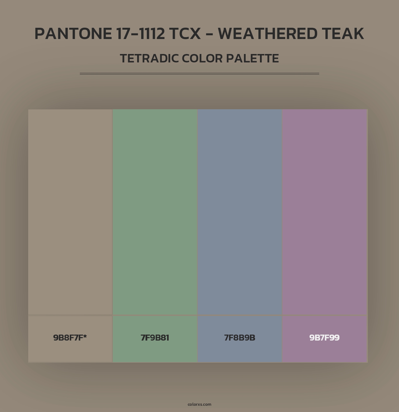 PANTONE 17-1112 TCX - Weathered Teak - Tetradic Color Palette