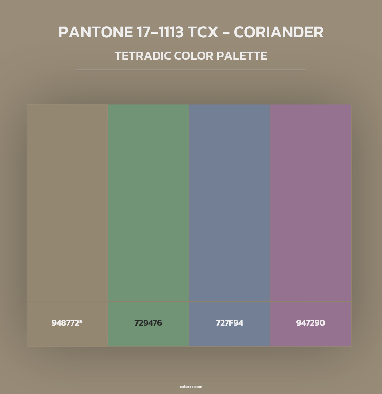 PANTONE 17-1113 TCX - Coriander - Tetradic Color Palette