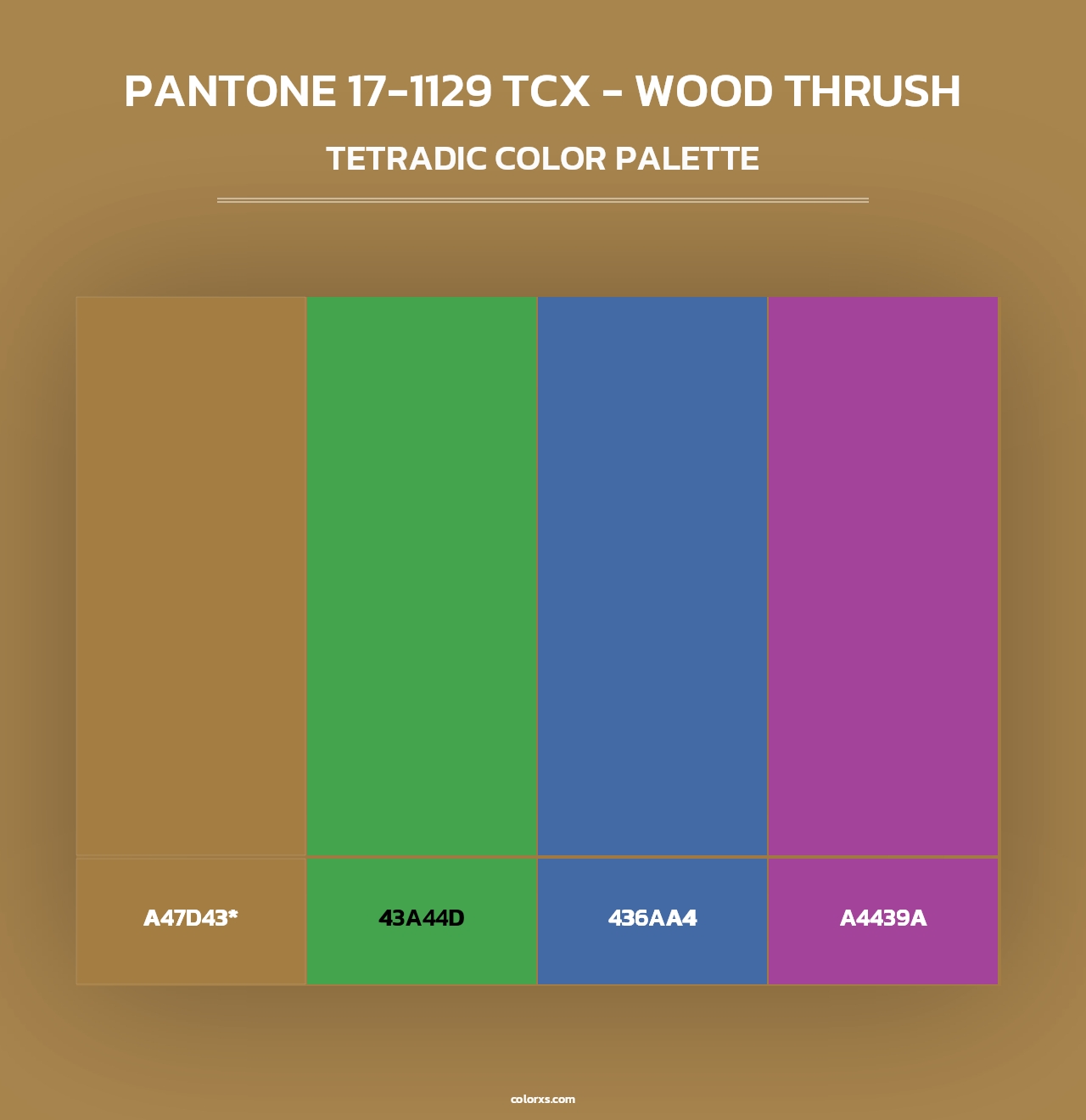 PANTONE 17-1129 TCX - Wood Thrush - Tetradic Color Palette