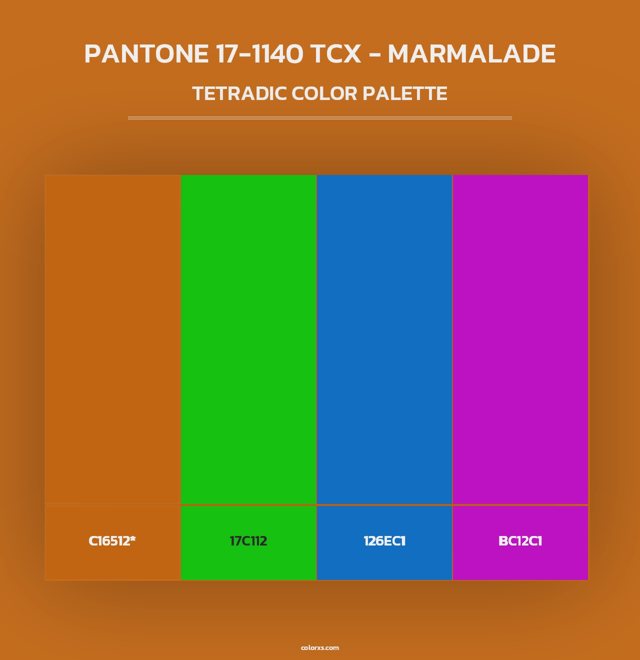 PANTONE 17-1140 TCX - Marmalade - Tetradic Color Palette